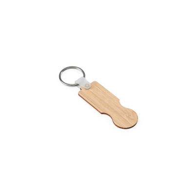 SHOPZ. Bamboo key ring with coin-shaped end